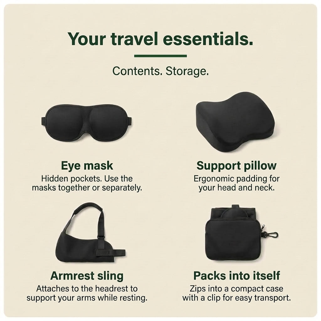 3-in-1 Travel Pillow with Adjustable Eye Mask