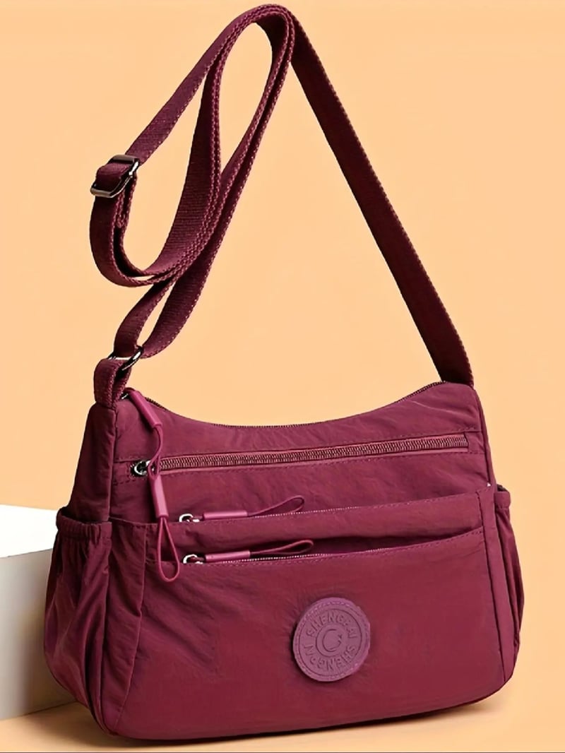 Women Solid Color Crossbody Bag & Multi-Pocket Zipper Fashion Daily Bag
