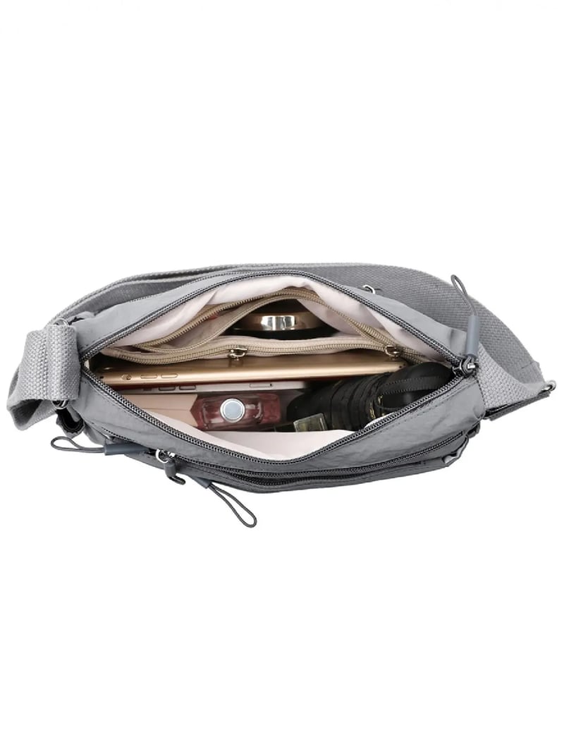 Women Solid Color Crossbody Bag & Multi-Pocket Zipper Fashion Daily Bag