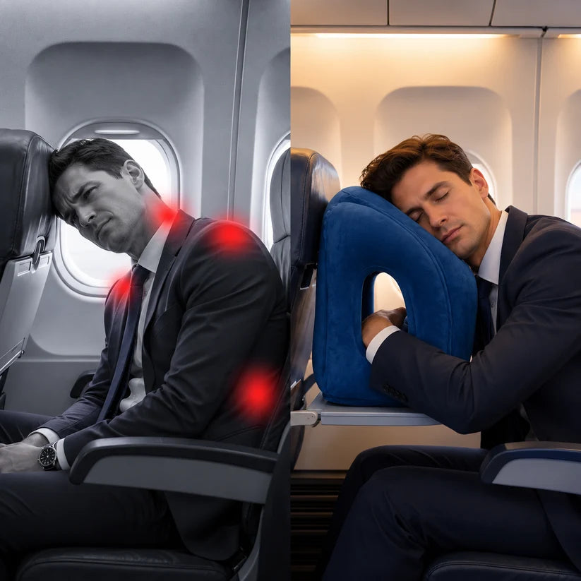 Inflatable Travel Pillow – Portable Head & Arm Support for Flights