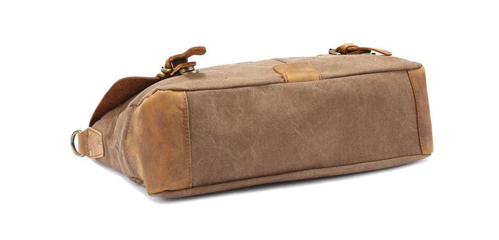 Men's Vintage Leather & Canvas Briefcase – Business Portfolio Attache Tote Office Bag