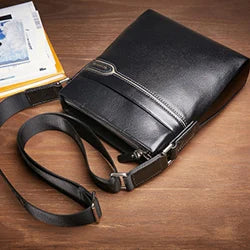 LAORENTOU Men's Genuine Leather Crossbody Bag – Business Messenger Shoulder Purse