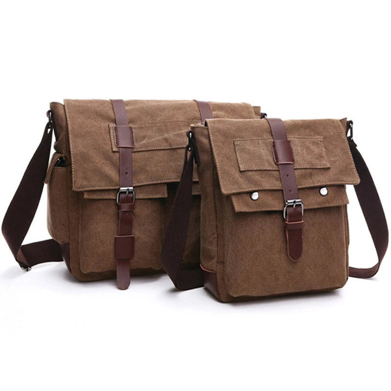 Men's Retro Canvas Messenger Bag – Vintage Travel Briefcase Crossbody Shoulder Bag