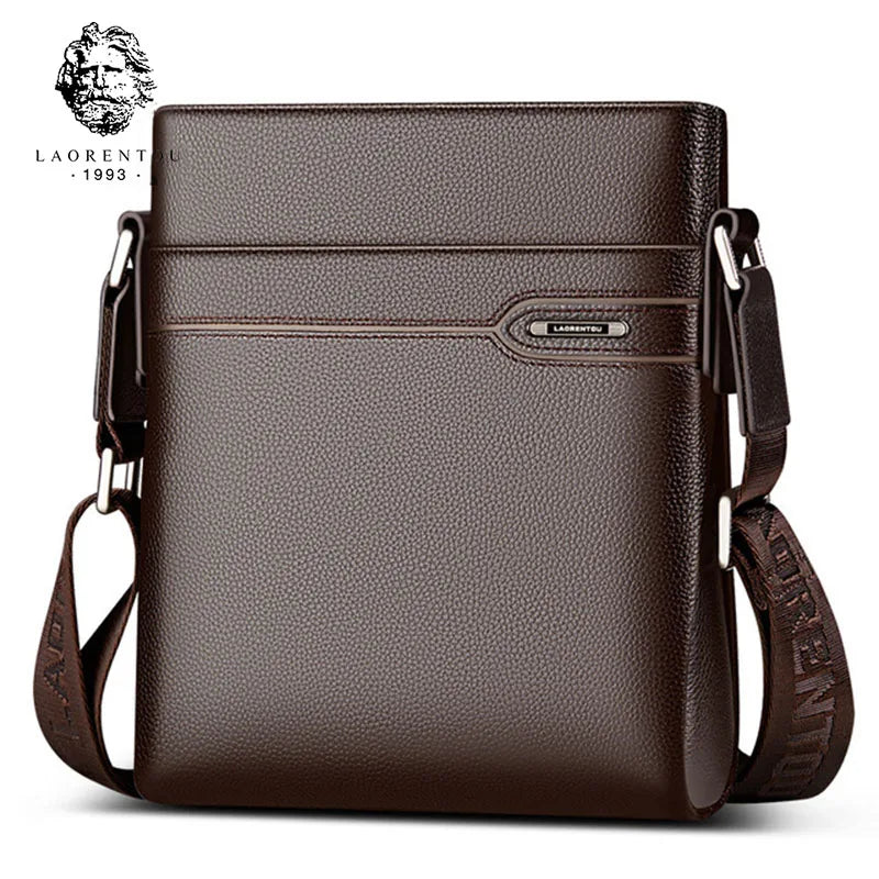 LAORENTOU Men's Genuine Leather Crossbody Bag – Business Messenger Shoulder Purse
