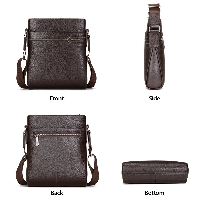 LAORENTOU Men's Genuine Leather Crossbody Bag – Business Messenger Shoulder Purse