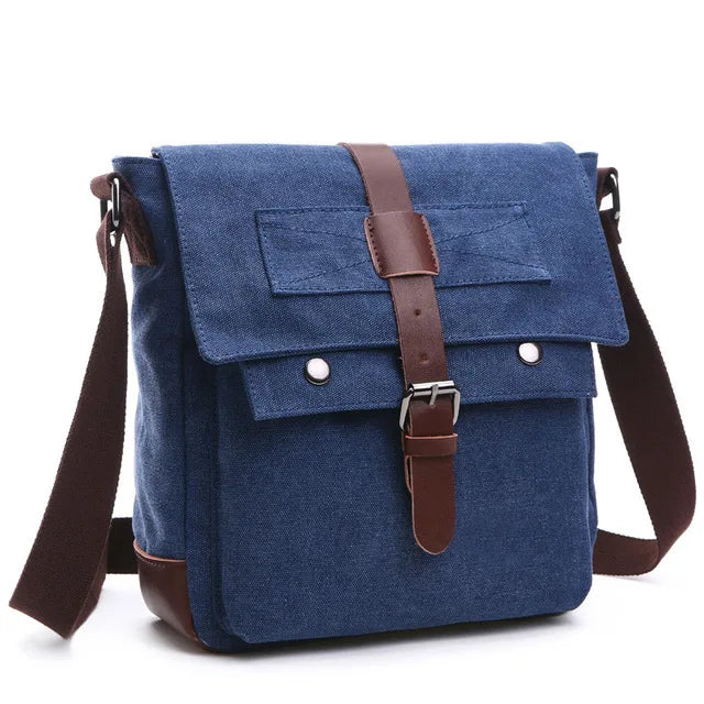 Men's Retro Canvas Messenger Bag – Vintage Travel Briefcase Crossbody Shoulder Bag