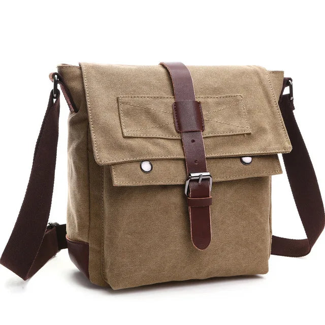 Men's Retro Canvas Messenger Bag – Vintage Travel Briefcase Crossbody Shoulder Bag