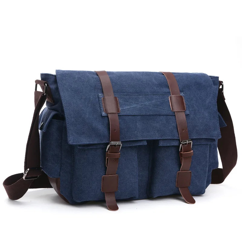 Men's Vintage Canvas Messenger Bag – Retro Casual Business Crossbody Travel Shoulder Bag