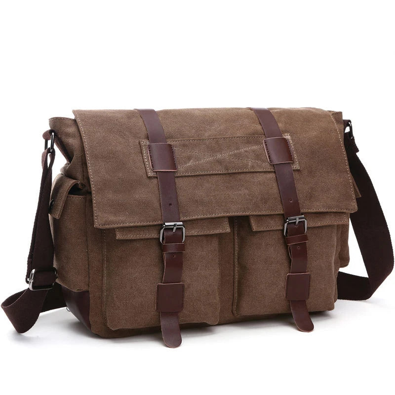 Men's Vintage Canvas Messenger Bag – Retro Casual Business Crossbody Travel Shoulder Bag