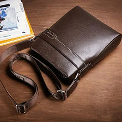LAORENTOU Men's Genuine Leather Crossbody Bag – Business Messenger Shoulder Purse