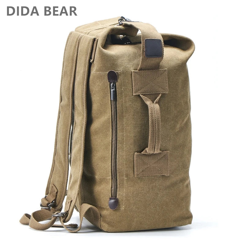 Men's Large Capacity Canvas Travel Backpack – Mountaineering & Luggage Rucksack