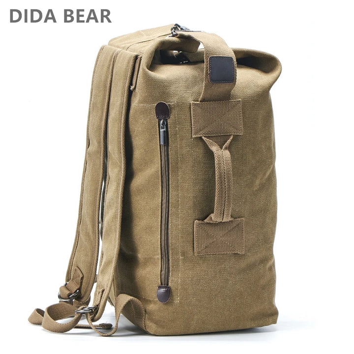 Men's Large Capacity Canvas Travel Backpack – Mountaineering & Luggage Rucksack