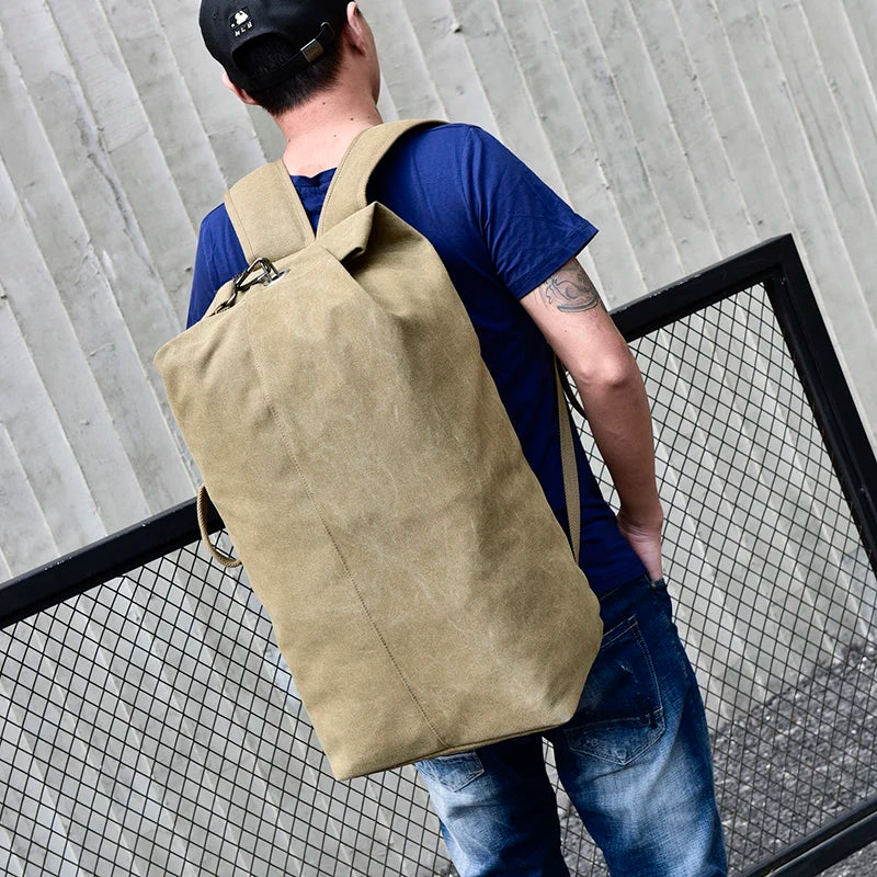 Men's Large Capacity Canvas Travel Backpack – Mountaineering & Luggage Rucksack