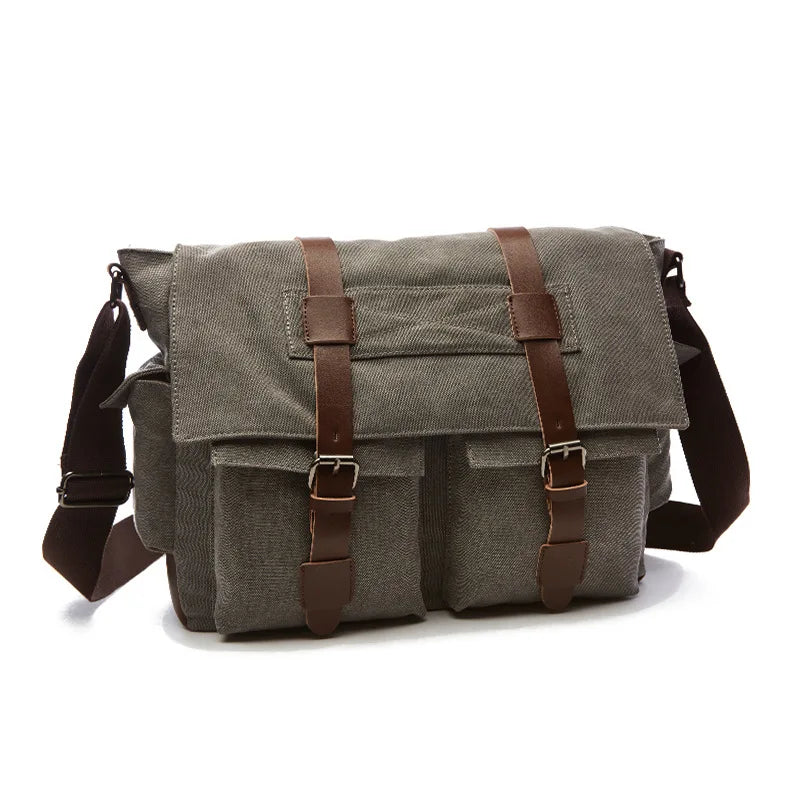 Men's Vintage Canvas Messenger Bag – Retro Casual Business Crossbody Travel Shoulder Bag