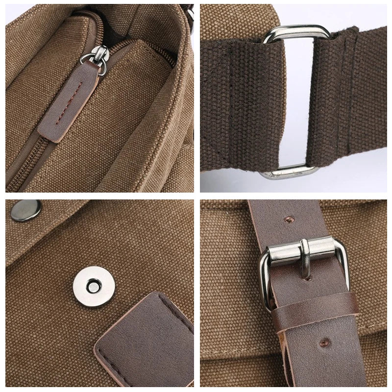 Men's Retro Canvas Messenger Bag – Vintage Travel Briefcase Crossbody Shoulder Bag