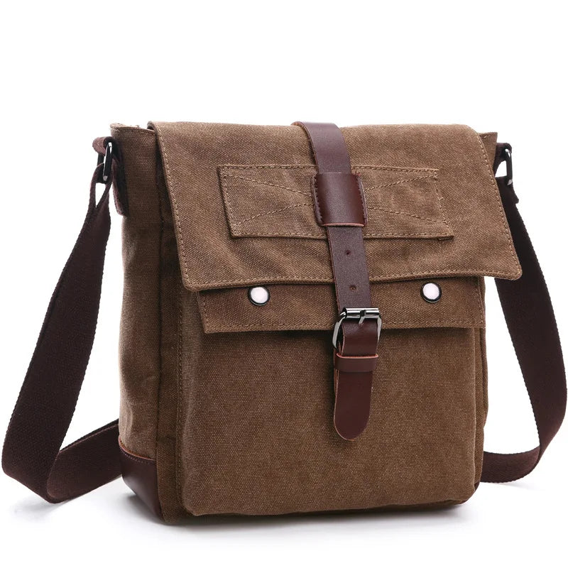 Men's Retro Canvas Messenger Bag – Vintage Travel Briefcase Crossbody Shoulder Bag