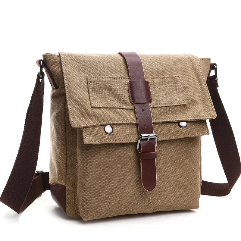 Men's Vintage Canvas Messenger Bag – Retro Casual Business Crossbody Travel Shoulder Bag