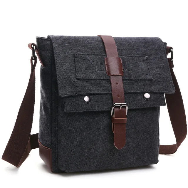 Men's Retro Canvas Messenger Bag – Vintage Travel Briefcase Crossbody Shoulder Bag