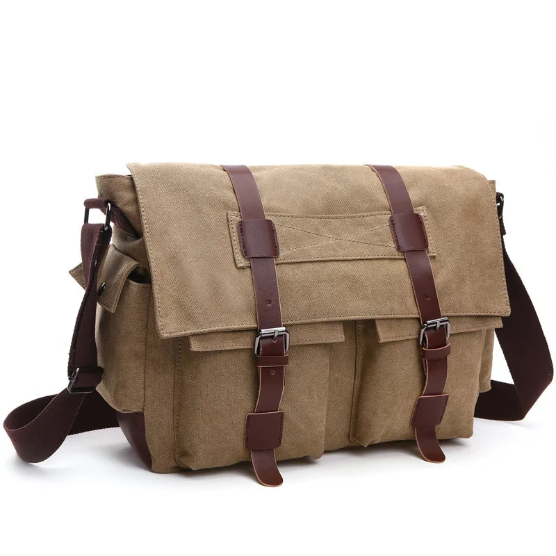 Men's Vintage Canvas Messenger Bag – Retro Casual Business Crossbody Travel Shoulder Bag