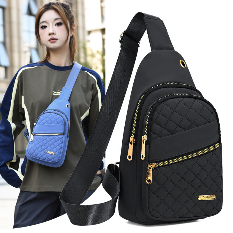Women's Korean-Style Minimalist Chest Bag – Multi-Layer Embroidered Crossbody Backpack