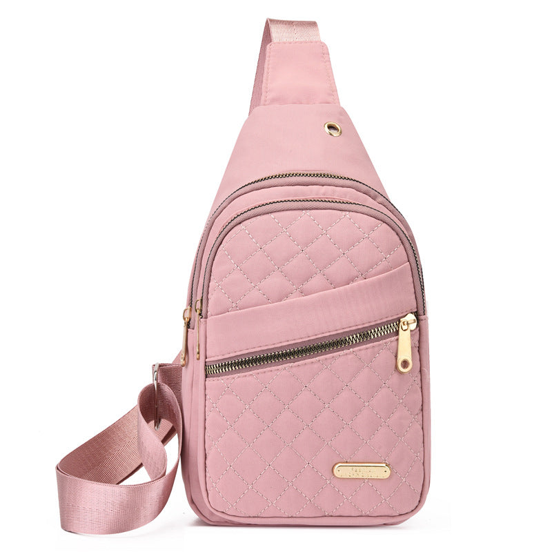 Women's Korean-Style Minimalist Chest Bag – Multi-Layer Embroidered Crossbody Backpack