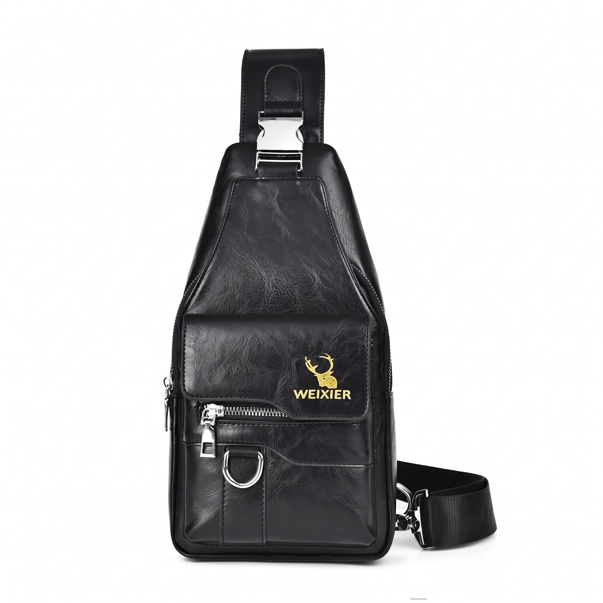 Women's & Men's PU Leather Crossbody Bag – Vintage Waterproof Sling Chest Bag with Large Capacity