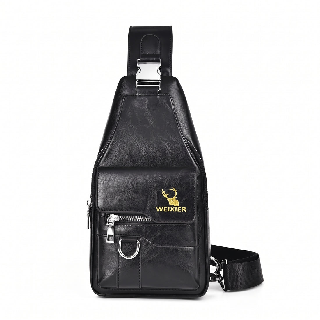 Women's & Men's PU Leather Crossbody Bag – Vintage Waterproof Sling Chest Bag with Large Capacity