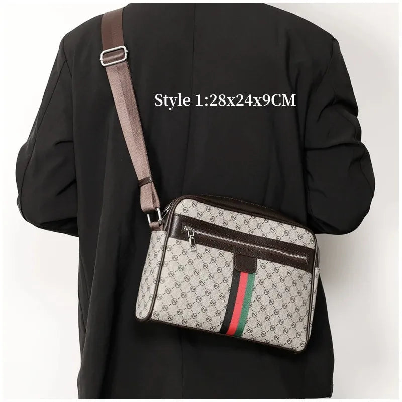 Men's Fashion Letter-Print Crossbody Bag – Luxury Brand Messenger Sling Satchel