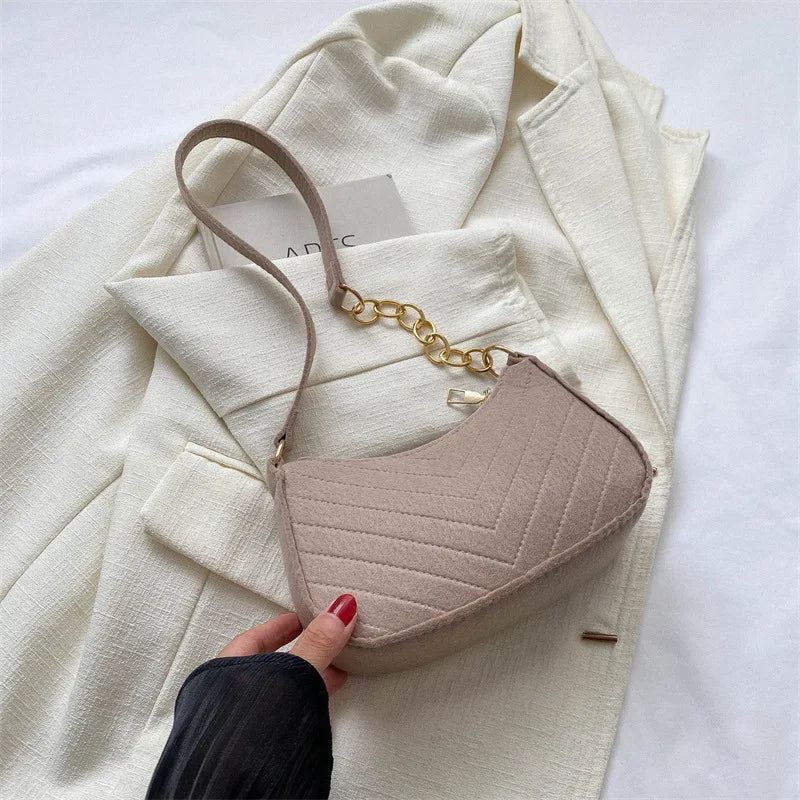 Mini Felt Crescent Saddle Bag for Women