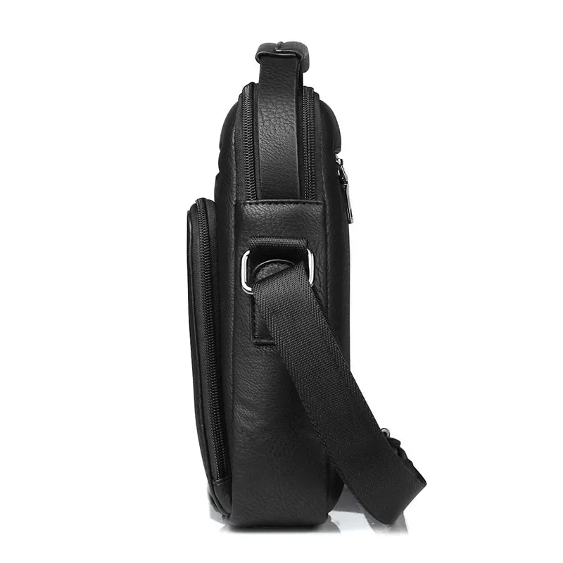 Men's PU Leather Briefcase Crossbody Bag – Multi-Pocket Business Travel Shoulder Bag