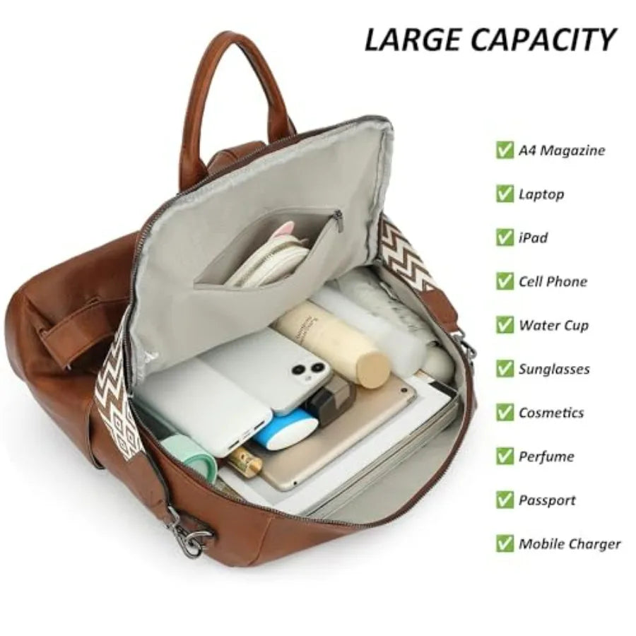 Women's Large Leather Convertible Backpack Handbag
