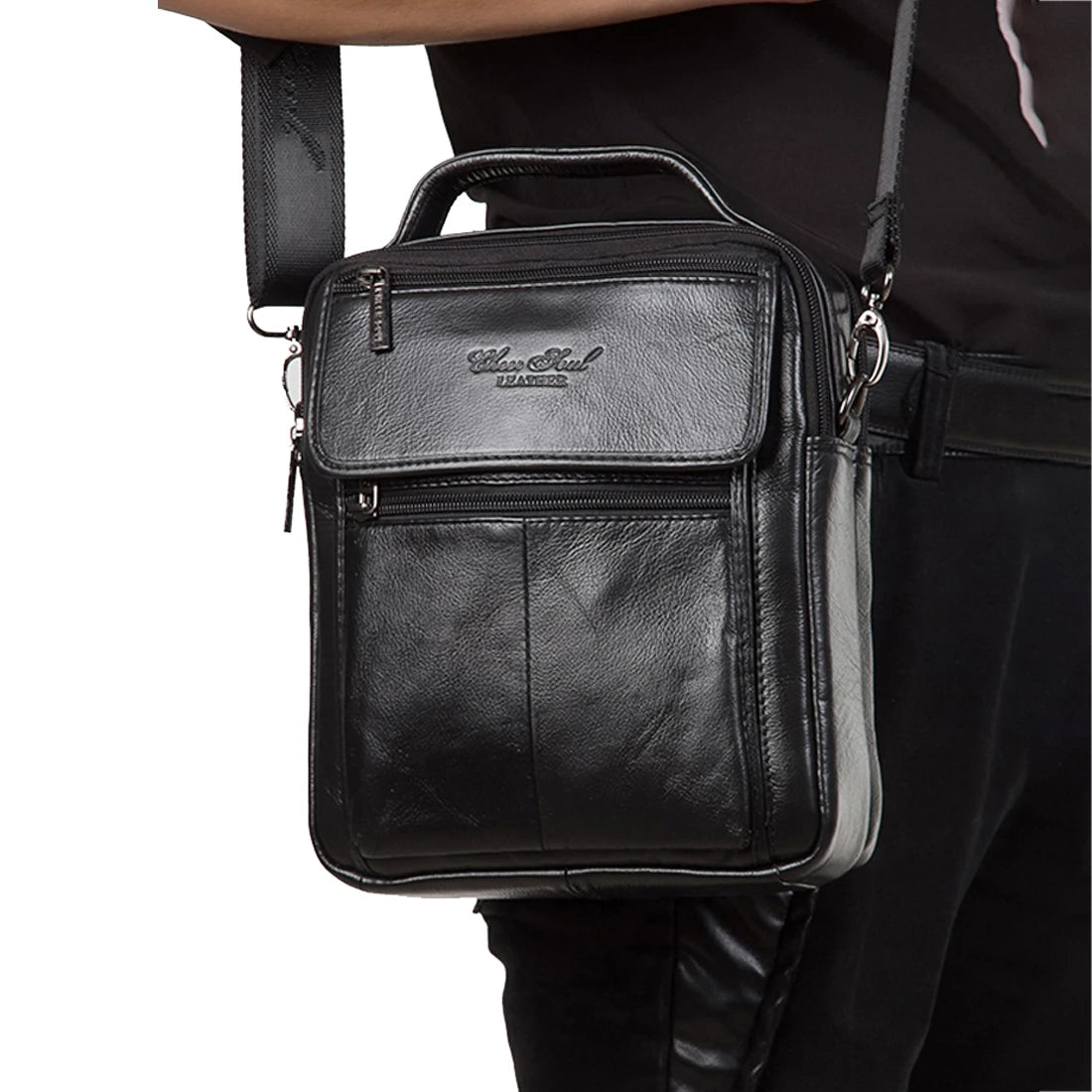 Men's Genuine Leather Crossbody Messenger Bag – Business Briefcase Top Handle Tote Handbag