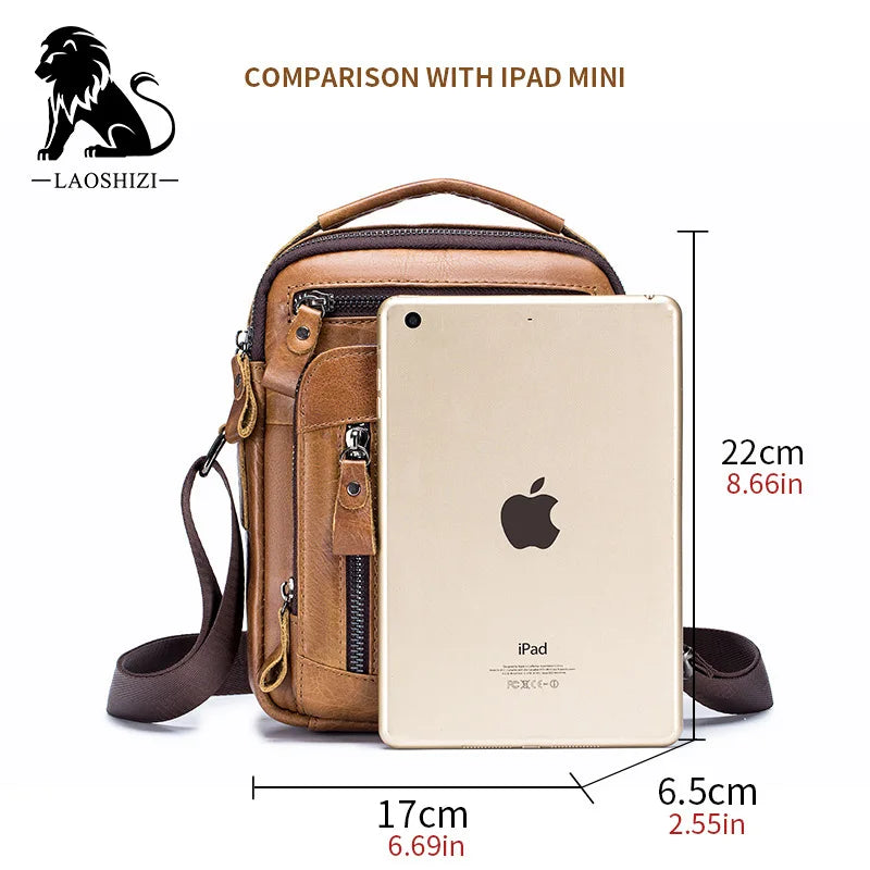 Men's Genuine Leather Shoulder Bag – Small Designer Crossbody Handbag