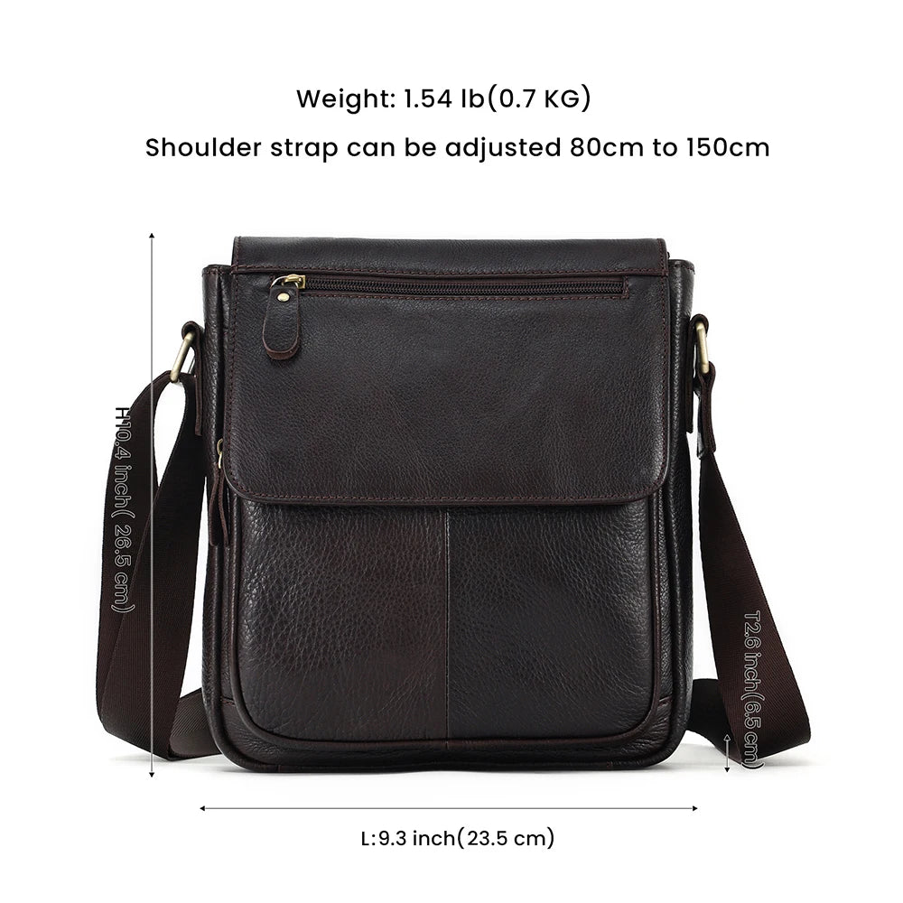 JOYIR Men's Genuine Leather Crossbody Bag – Vintage Flap Messenger Shoulder Bag