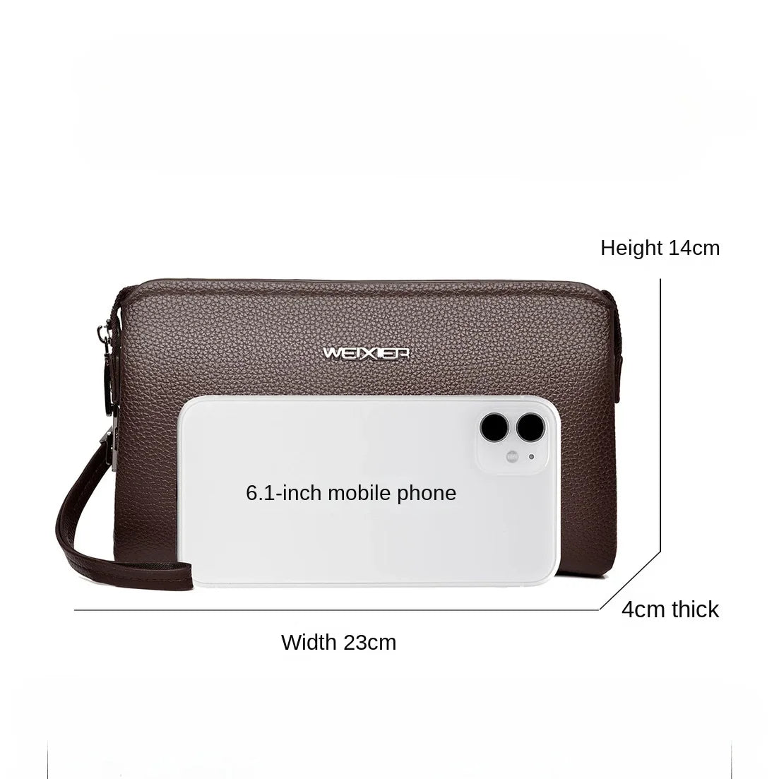 Men's Luxury PU Leather Clutch Bag – Long Wristlet Wallet with Password Closure
