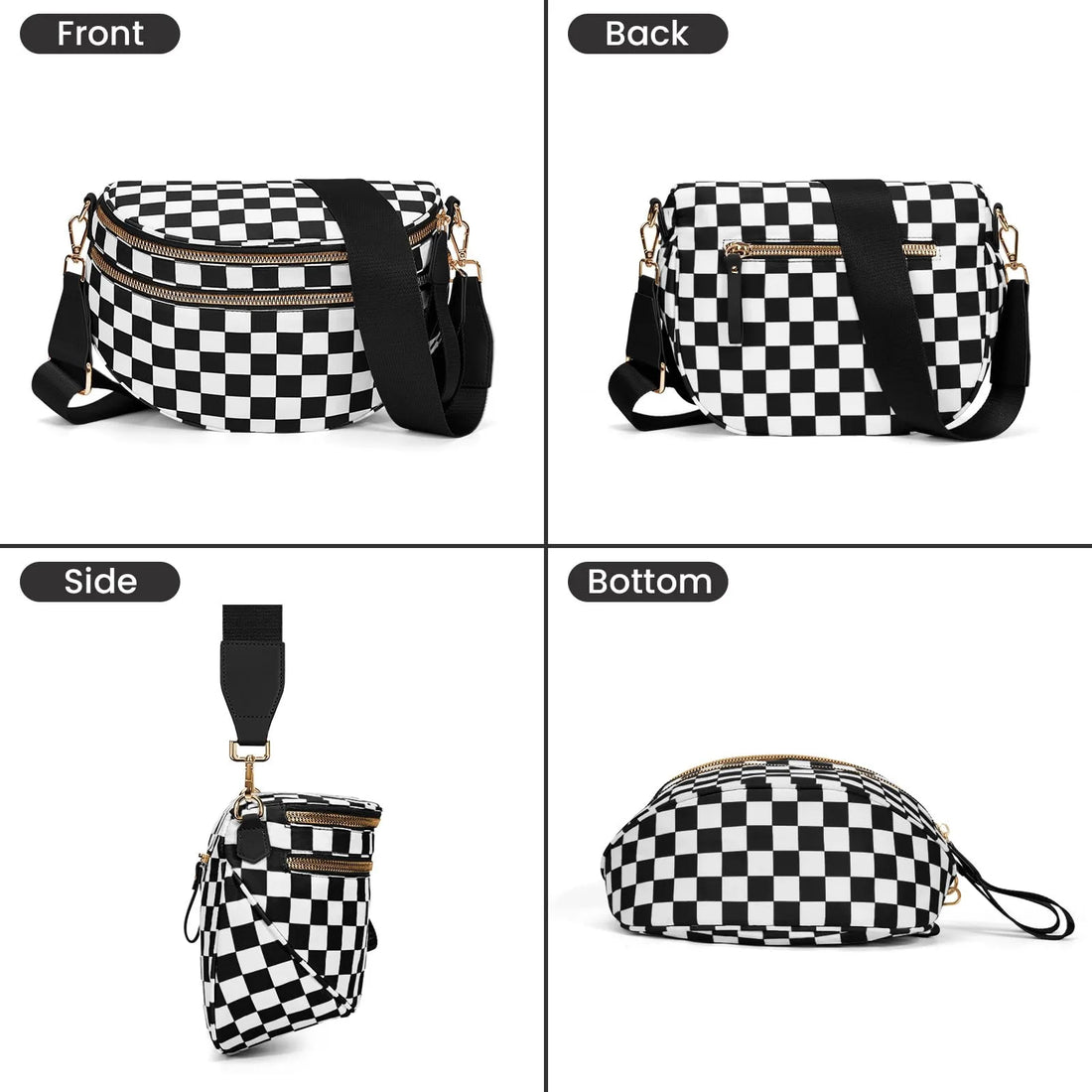 Checkered Crossbody Bum Bag for Women