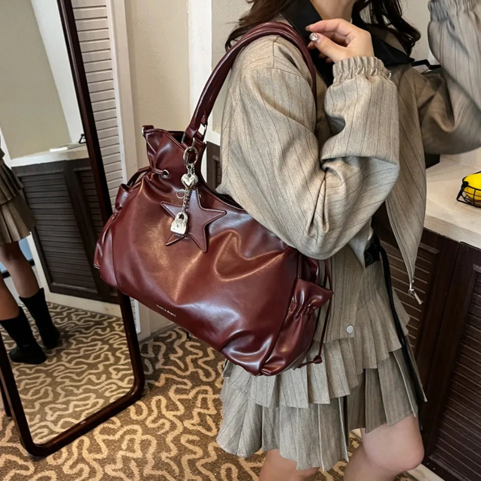 Vintage Oil-Wax Leather Laptop Tote Bag
