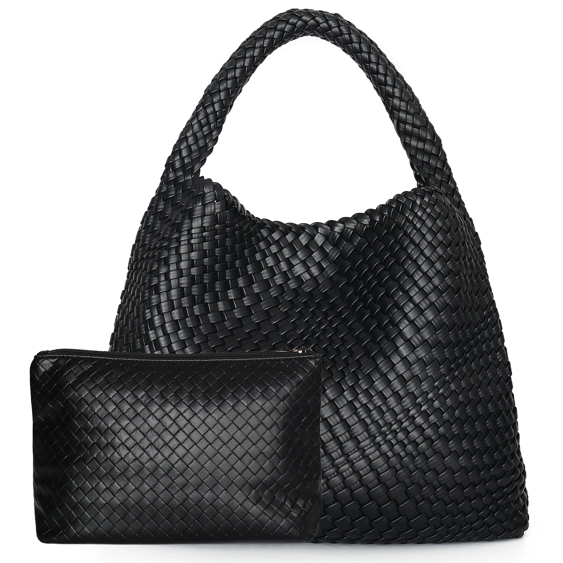 Women's Large Woven Leather Shoulder Tote