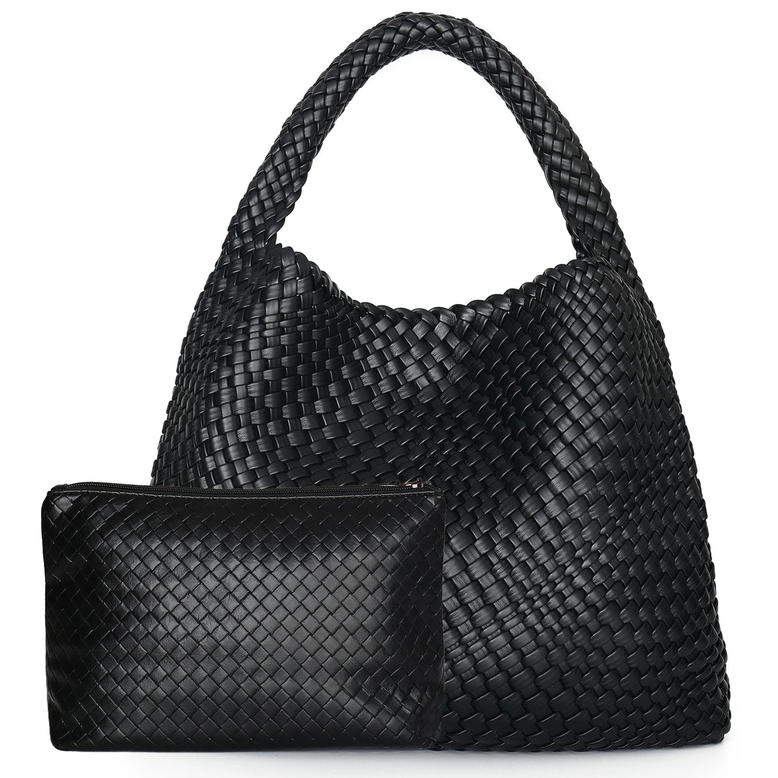 Women's Large Woven Leather Shoulder Tote