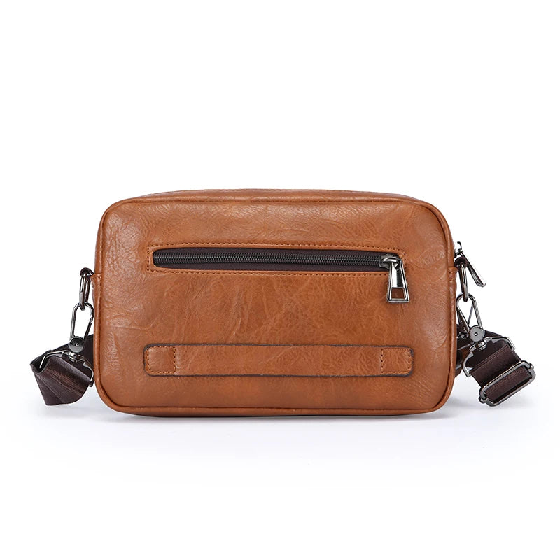 Men's Vintage Soft PU Leather Crossbody Bag – Small Shoulder Handbag for Everyday Carry