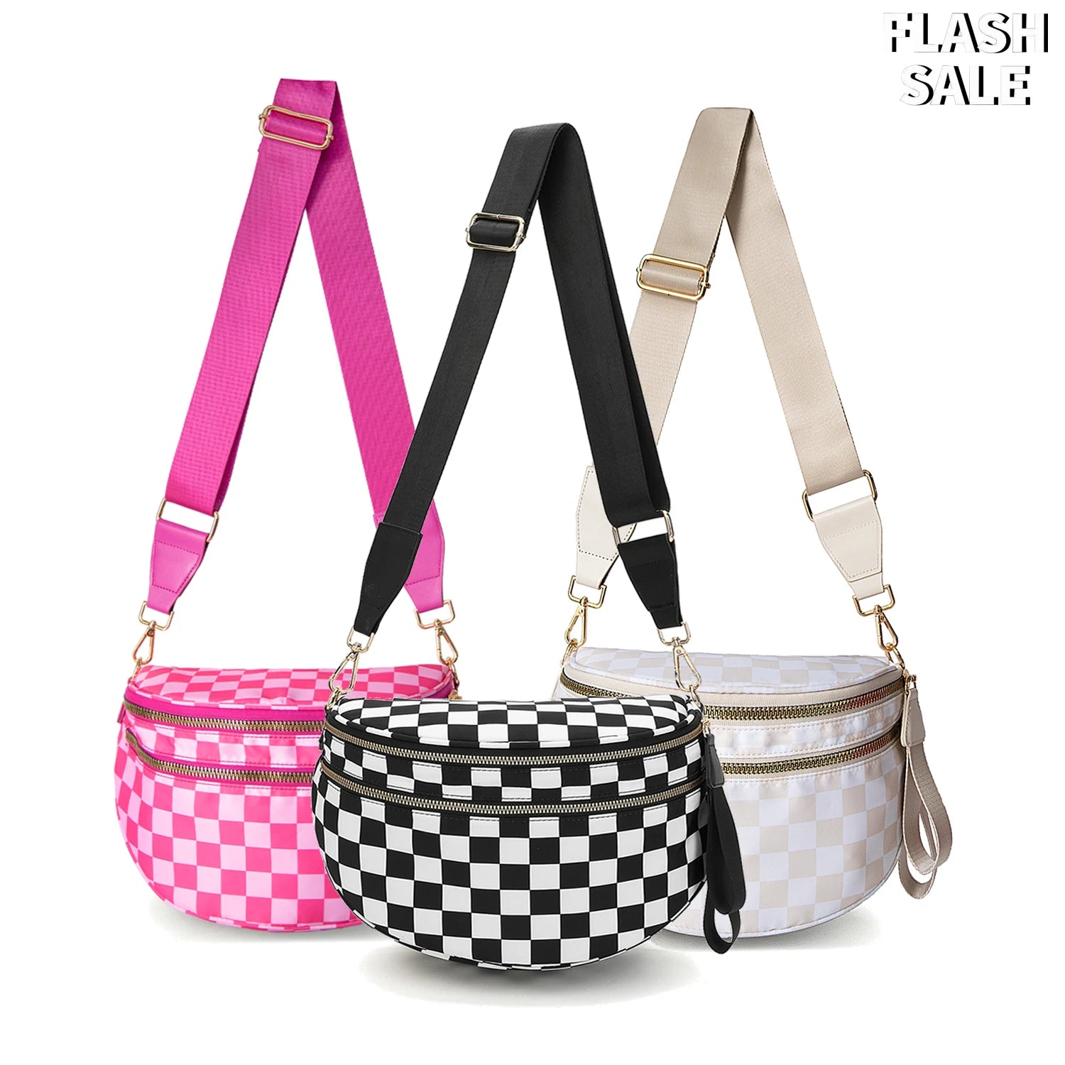 Checkered Crossbody Bum Bag for Women
