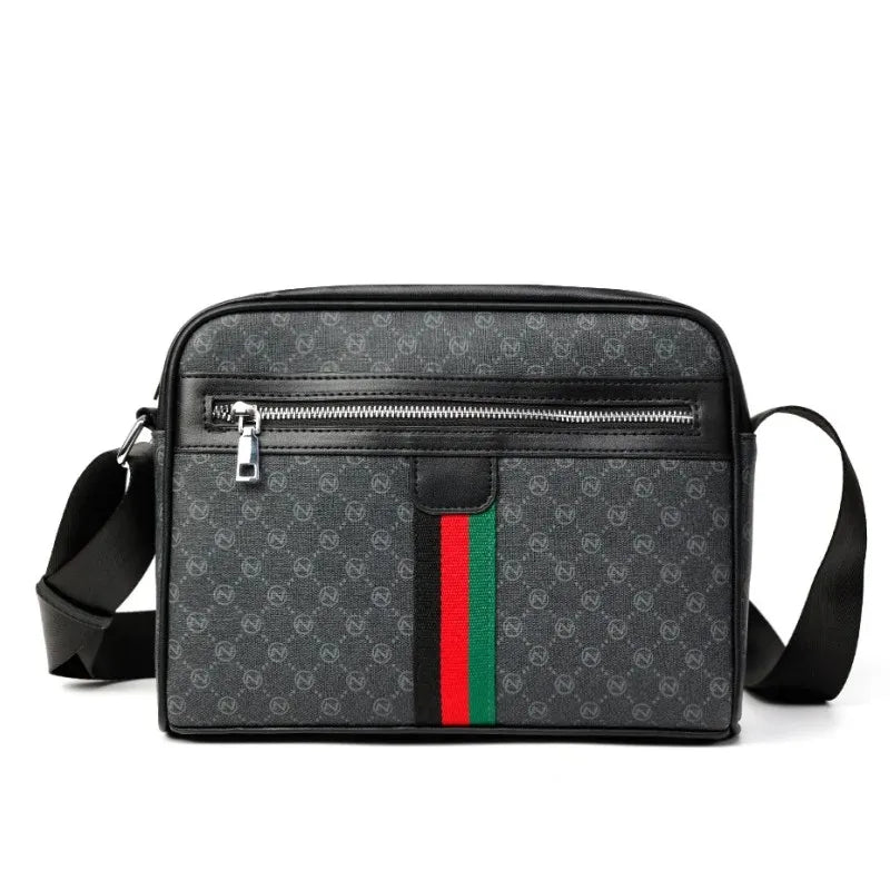 Men's Fashion Letter-Print Crossbody Bag – Luxury Brand Messenger Sling Satchel