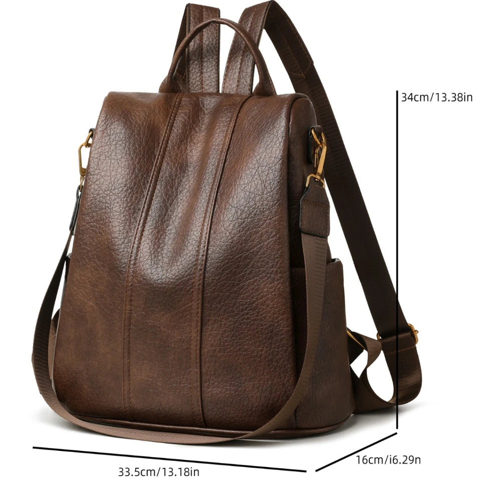 Anti-Theft Soft Leather Women's Travel Backpack