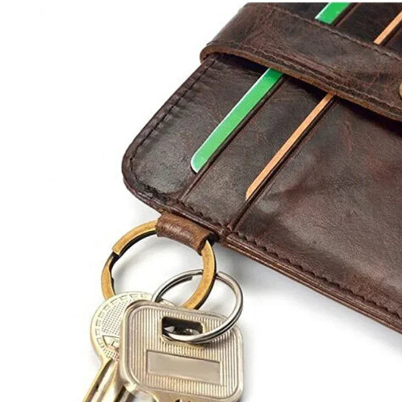 Men's Genuine Leather Slim Wallet – Minimalist Card Holder & Money Purse
