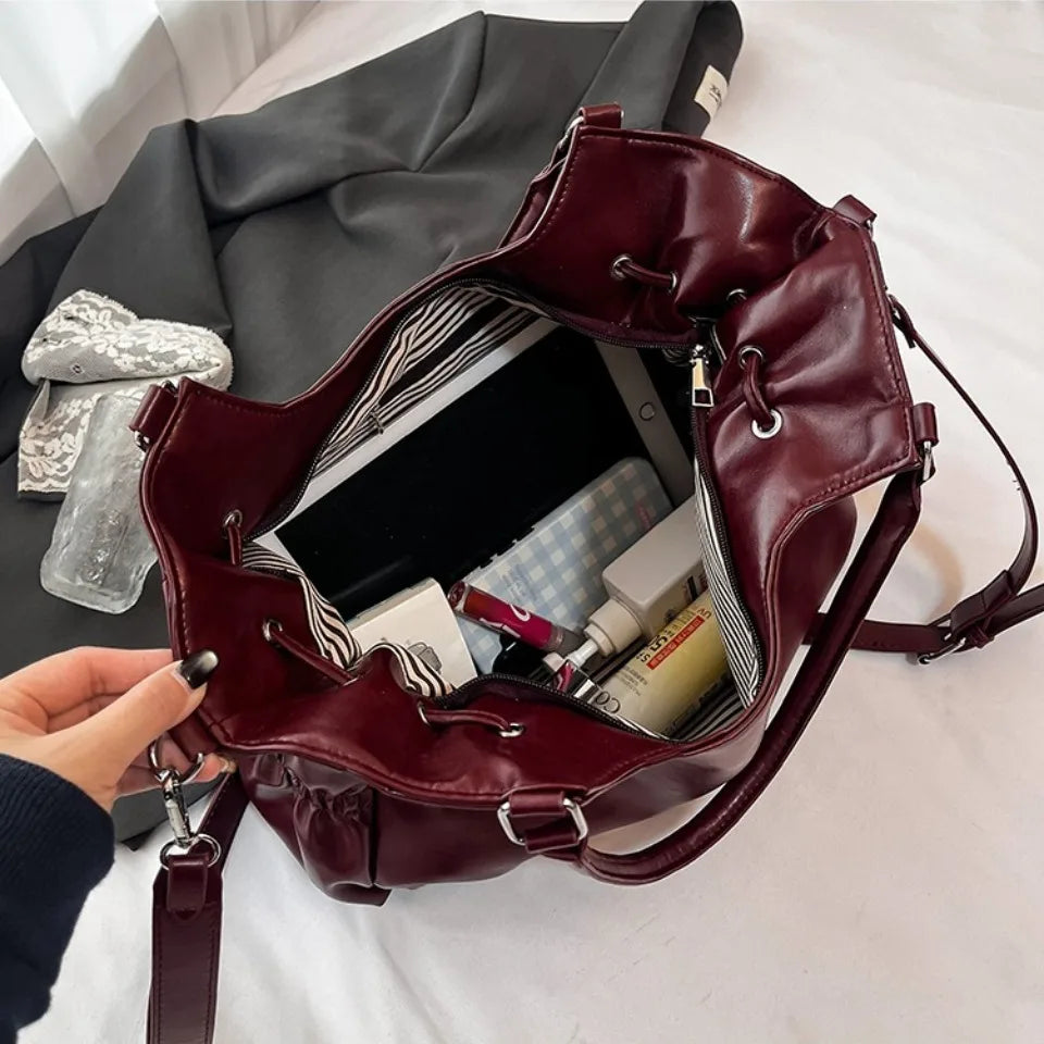 Vintage Oil-Wax Leather Laptop Tote Bag