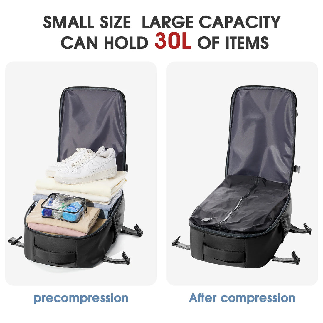 Vacuum Compression Travel Backpack – Expandable 17-Inch Laptop Bag