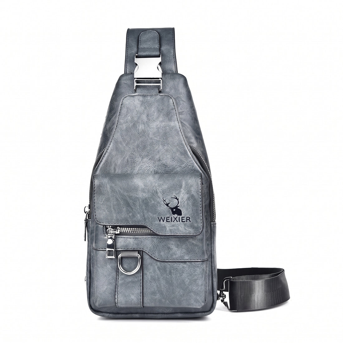Women's & Men's PU Leather Crossbody Bag – Vintage Waterproof Sling Chest Bag with Large Capacity