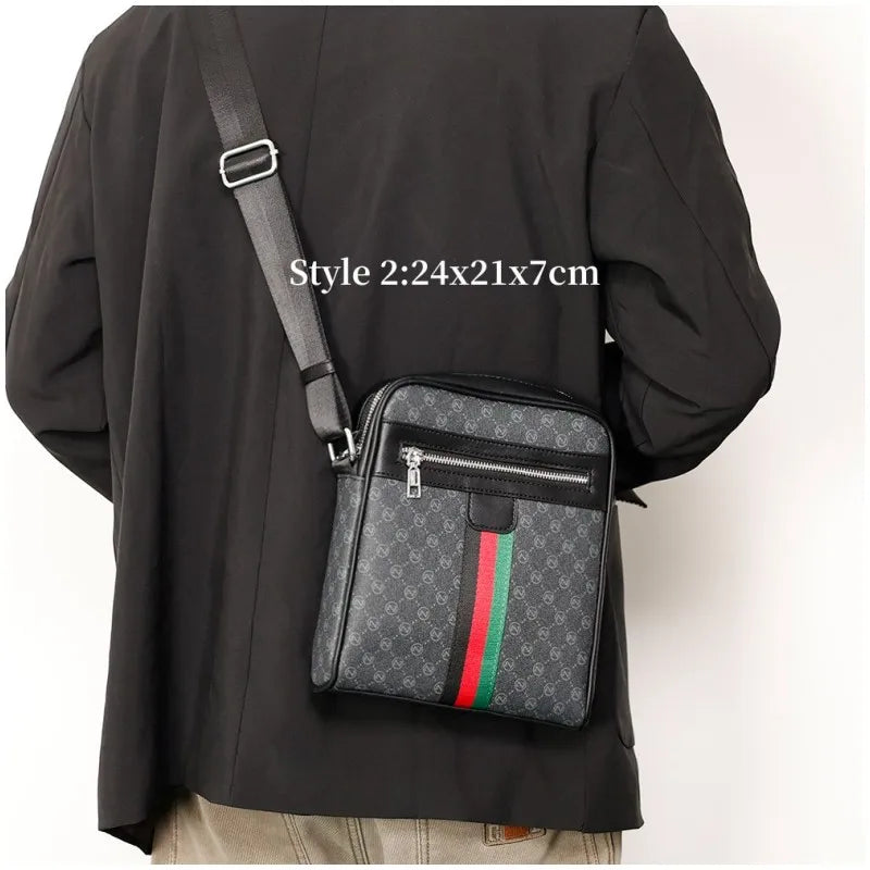 Men's Fashion Letter-Print Crossbody Bag – Luxury Brand Messenger Sling Satchel