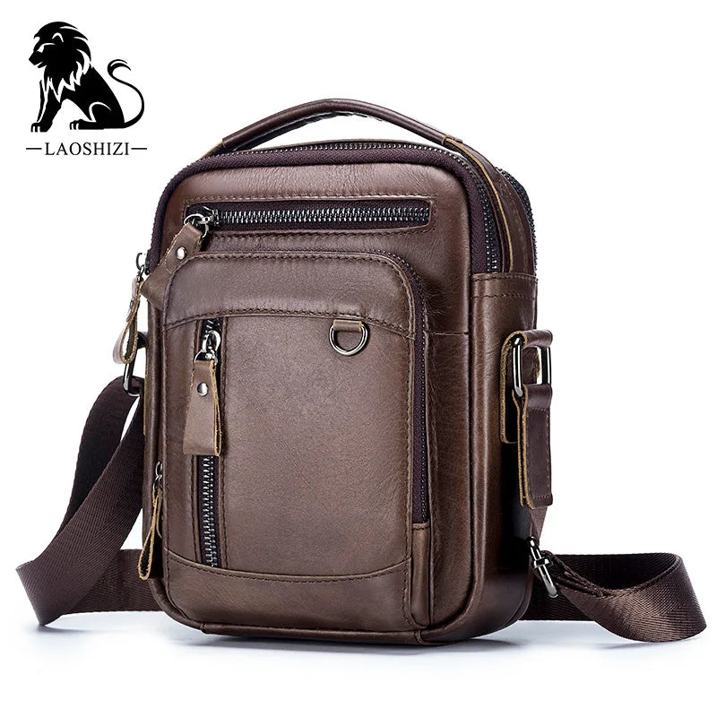 Men's Genuine Leather Shoulder Bag – Small Designer Crossbody Handbag