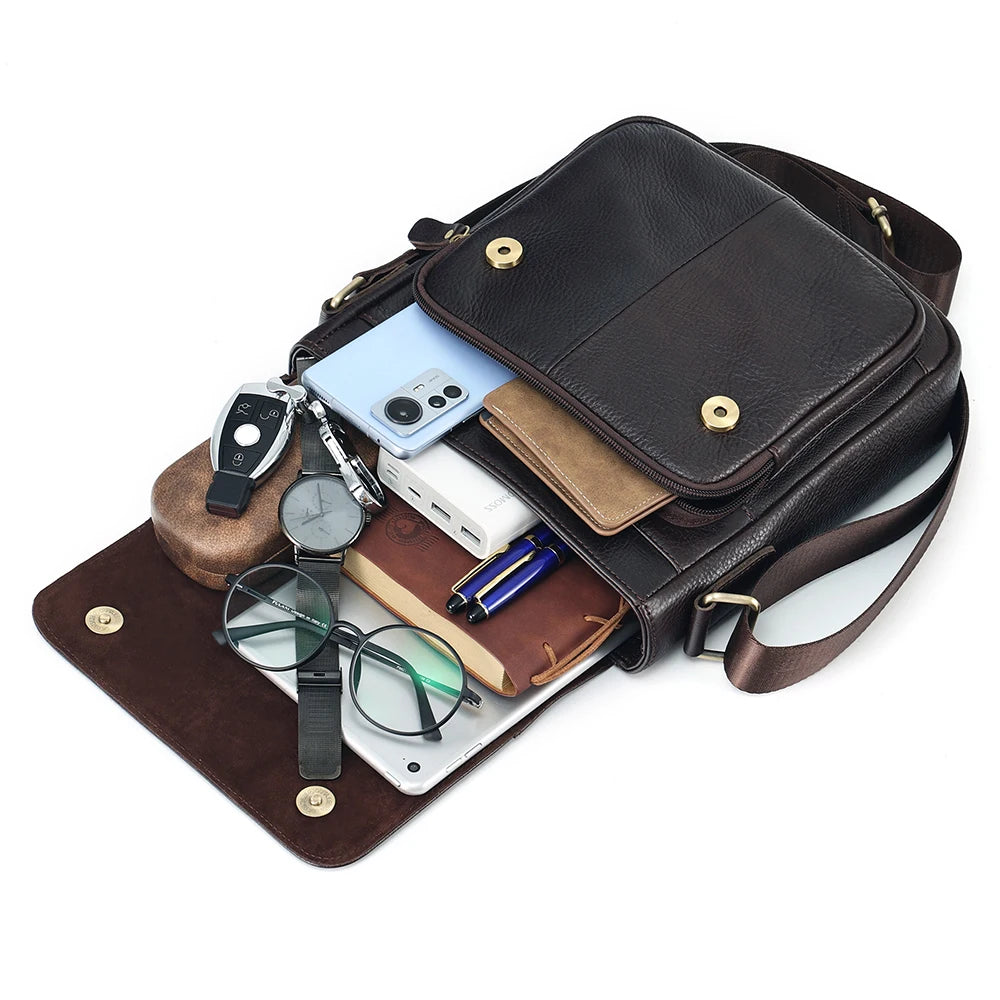 JOYIR Men's Genuine Leather Crossbody Bag – Vintage Flap Messenger Shoulder Bag